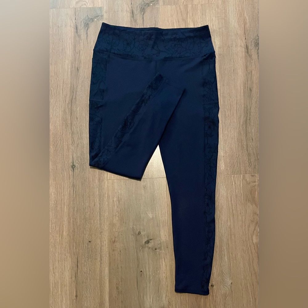 Navy Blue Flower Sketchers Leggings
